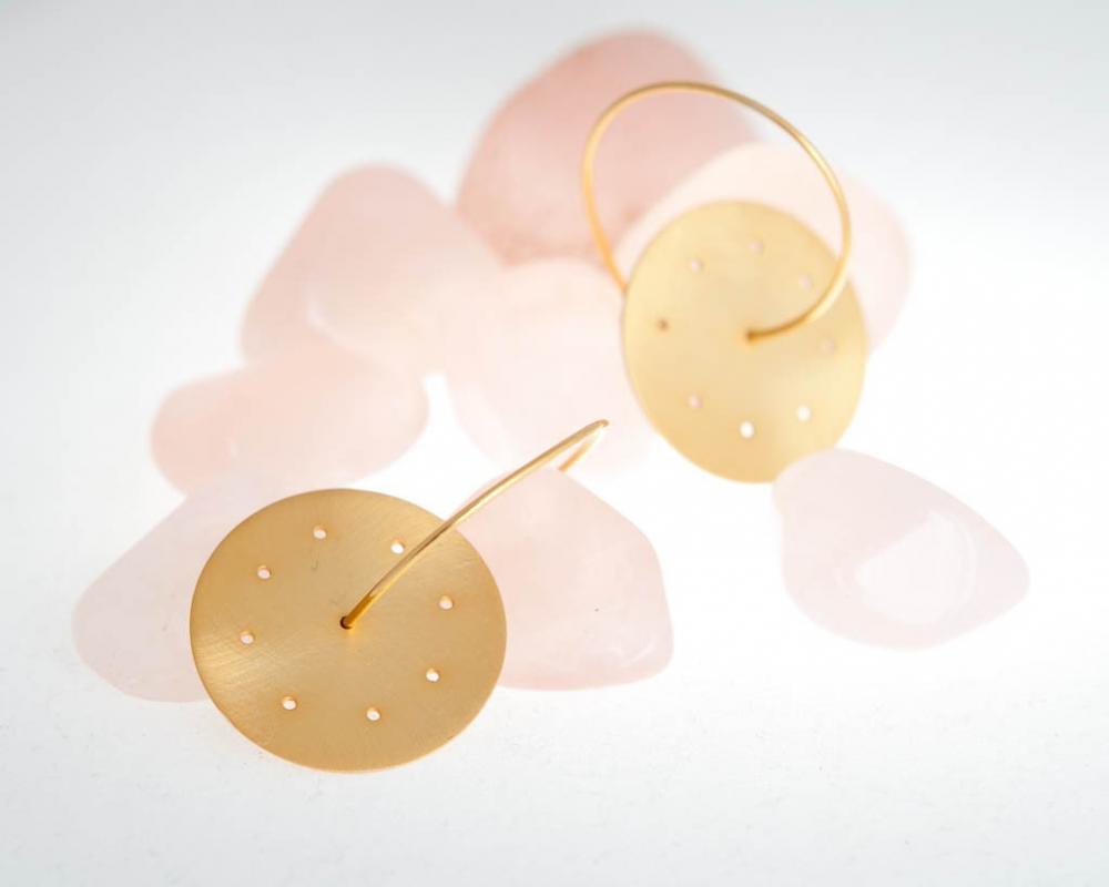 Wheel of Change Earrings Precious Gold Plated Sterling Silver Hoops Chic Romantic Jewelry Mothers Day Chic feminine Gift Free Shipping